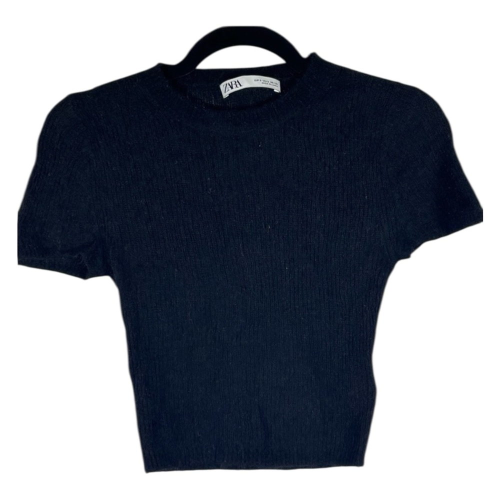 Zara Crop Top Wool Knit Black- S